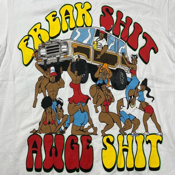 Awge Asap Rocky Freak Sh*t Awge Sh*t White Tee Size L New %100 Authentic - Picture 2 of 5